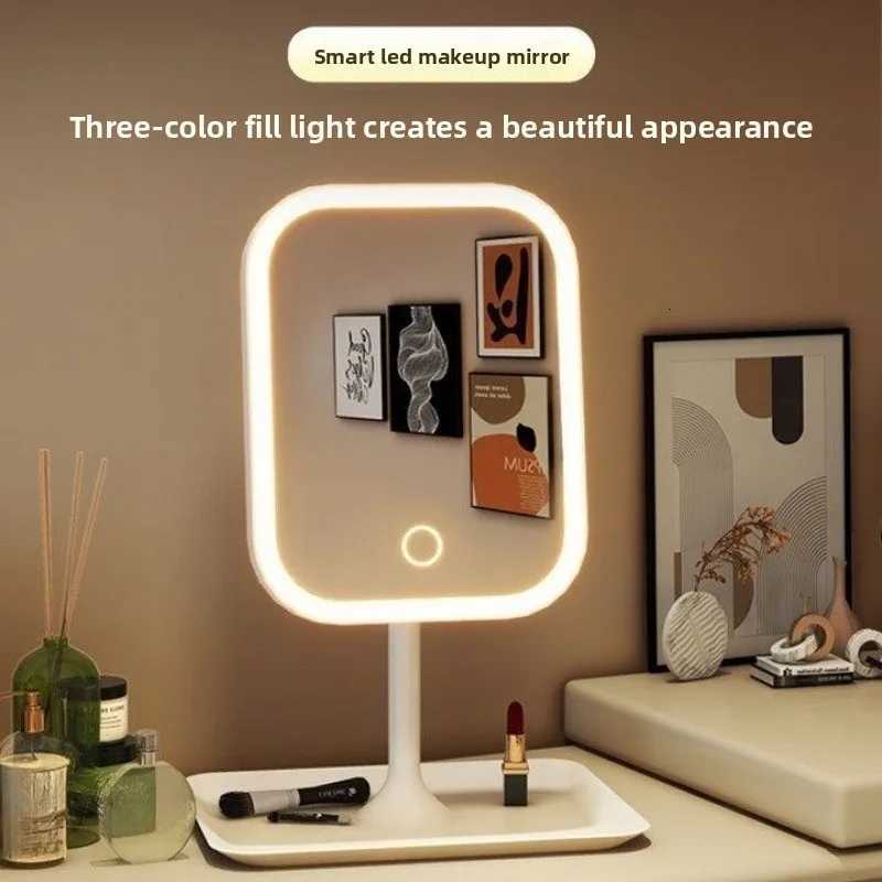 Desktop Vanity Mirror 3 Color Dimmable Light LED Makeup Light Touching Mirror Women Bedroom Dressing MirrorT251213