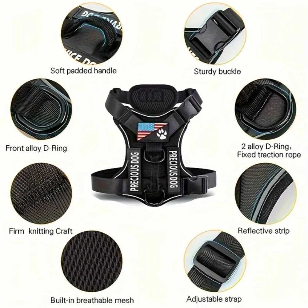 Service Dog Harness Reflective Dog Vest Harness with 5 PCS Patches Adjustable Soft Oxford Pet Harness Inner Layer Mesh Easy M251213