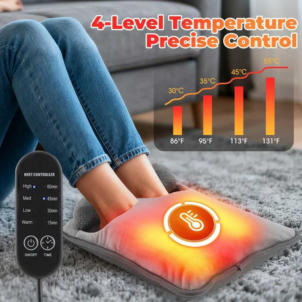 Electric Foot Heating Pad USB Washable Soft Plush Feet Warmer Heater Portable Winter Foot Warming Mat for Home Blood Circulation Y251212