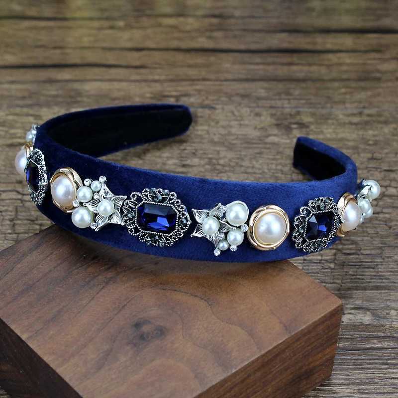 Handmade Navy Gray Crystal Vintage bands Pearl Elegant Haiands For Girls Wen Party Hair Accories Y251213