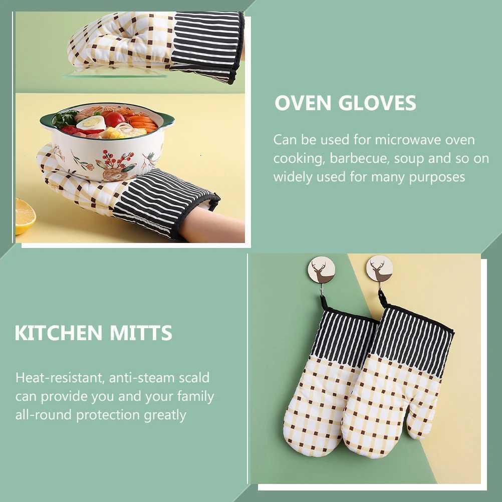 Cotton Heat Resistant Oven Mitts for Kitchen Cooking Baking Microwave Barbecue Protective Oven Gloves Hot Mittens H251212