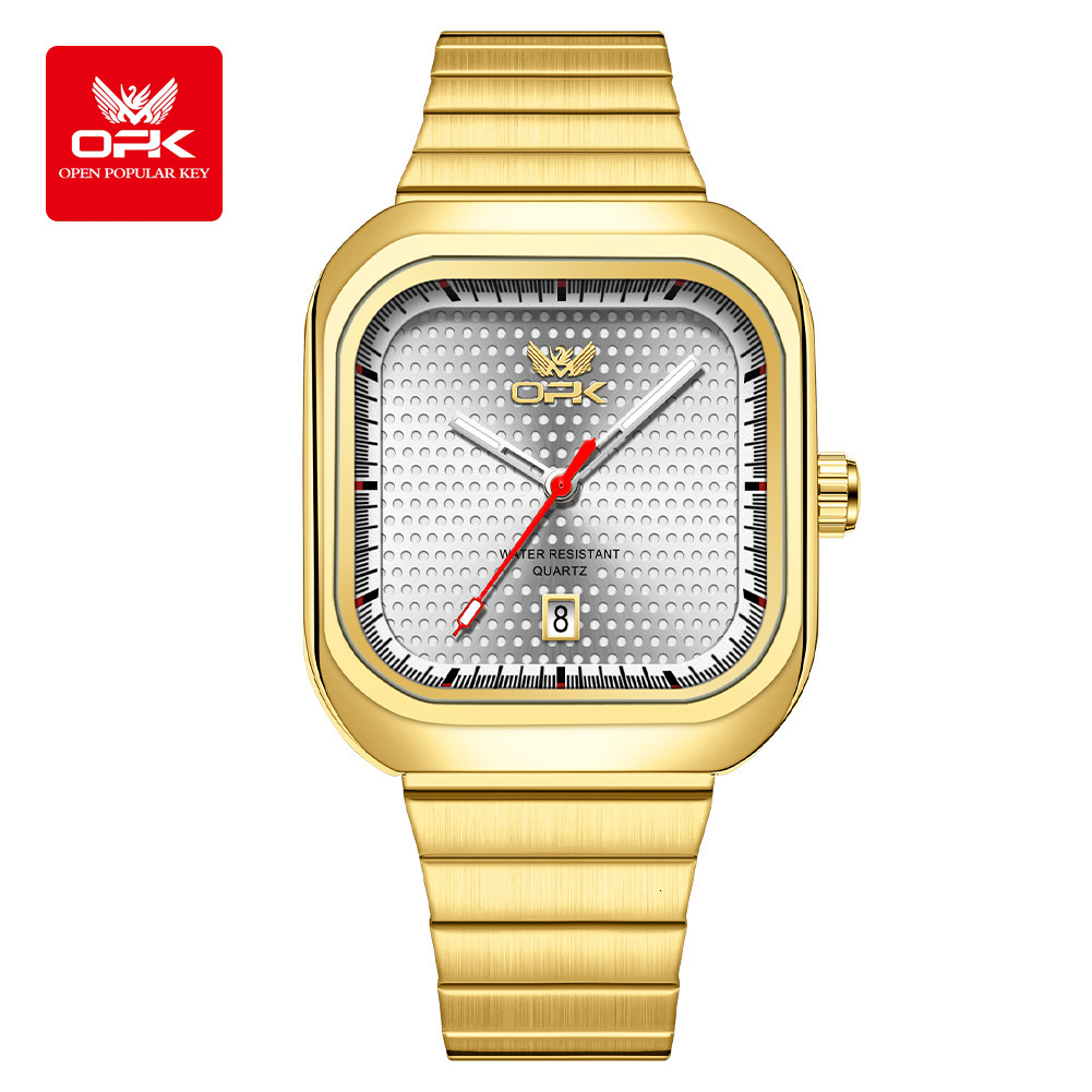 OPK Designer Men's Watch Square Fashionable Steel Band Men's Watch Luminous Waterproof Luxury Outdoor Sports Wristwatch Free Shipping