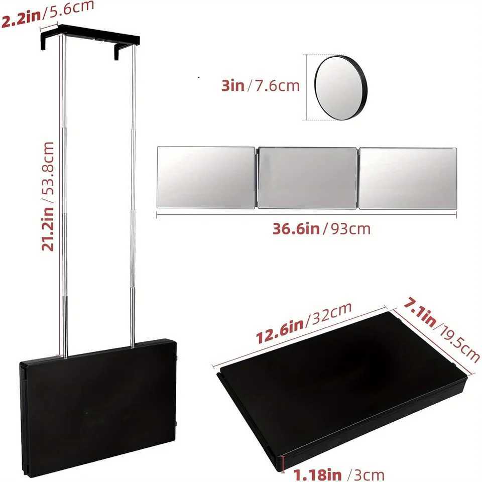 360-Degree Viewing Angle Hair Cutting Mirror 3-Way Self Haircut Mirror with Clear Anti-Fog HD Glass USB RechargeableT251213