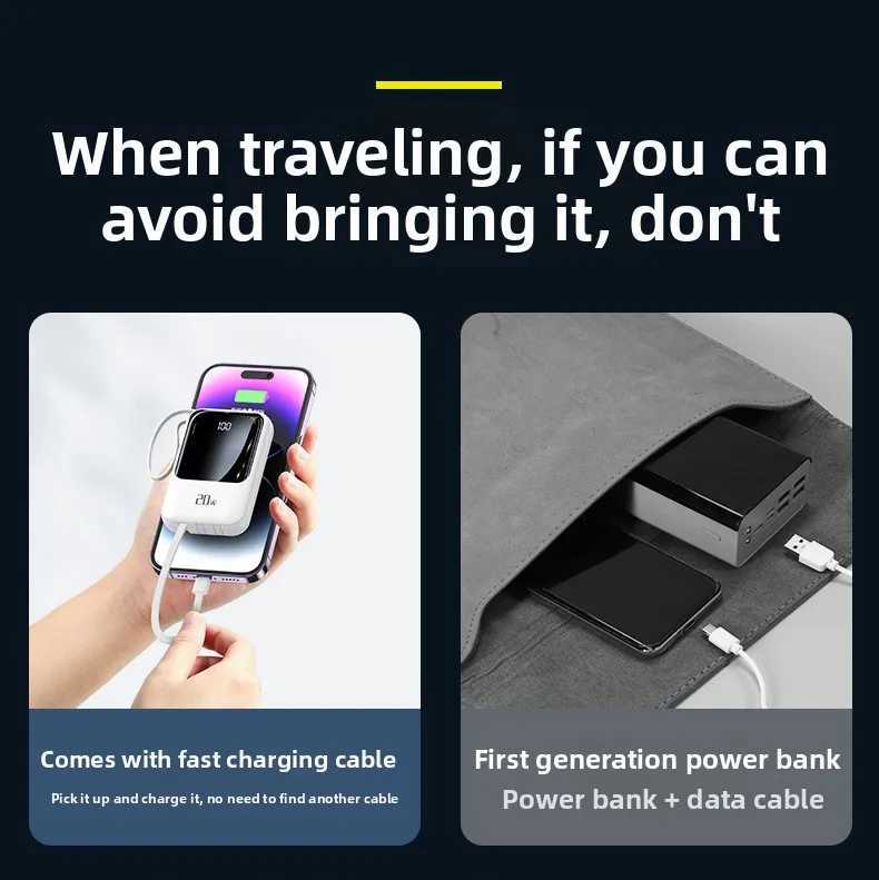 20000 MAh Portable Digital Display Power Bank Large Capacity Mini Power Bank with CableSuitable For Most Electronic H251213