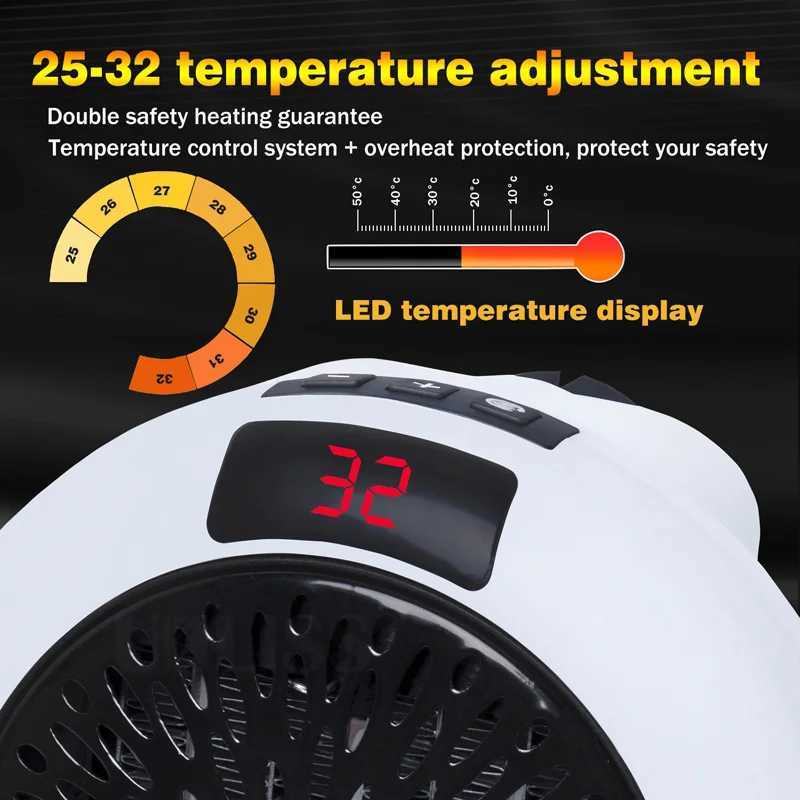 Electric Portable Heater Mini Wall Mount Home Office Desktop Warm Air Heater Warmer Fan Silent Remote Fast Heat Thermostat Y251213