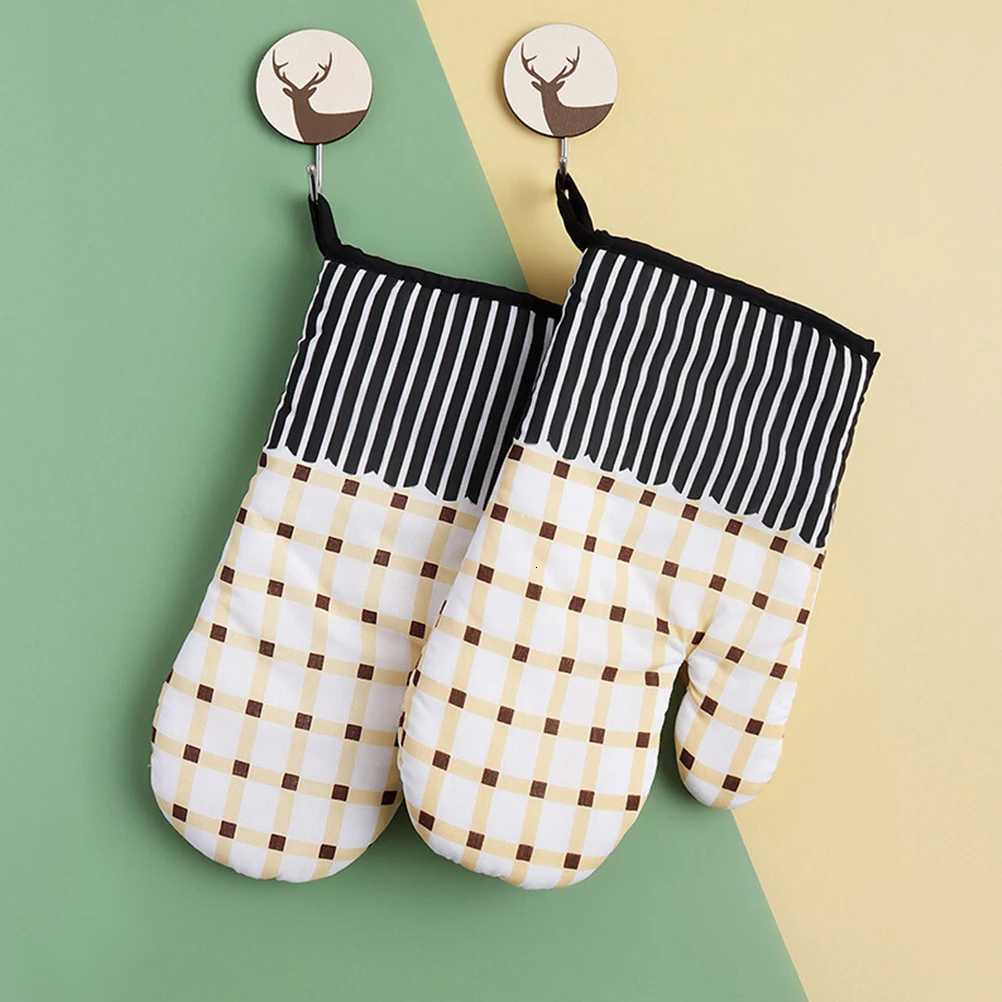 Cotton Heat Resistant Oven Mitts for Kitchen Cooking Baking Microwave Barbecue Protective Oven Gloves Hot Mittens H251212