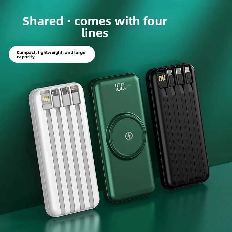 30000mAh Wireless Power Bank Built-in Cable Portable Charger Universal Mobile Phone External Spare Battery for IPhone Powerbank H251213