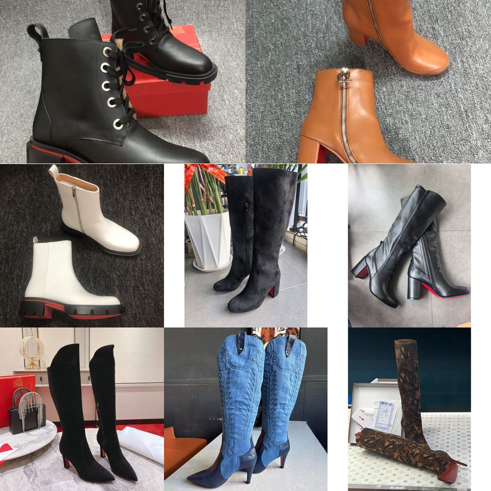 7f AC 2026 boots designer womens brand heels Boots women dress shoes Red Shiny BottomBoots Toe High 8cm 10cm 12cm Stiletto Genuine Leather Woman Boots High quali
