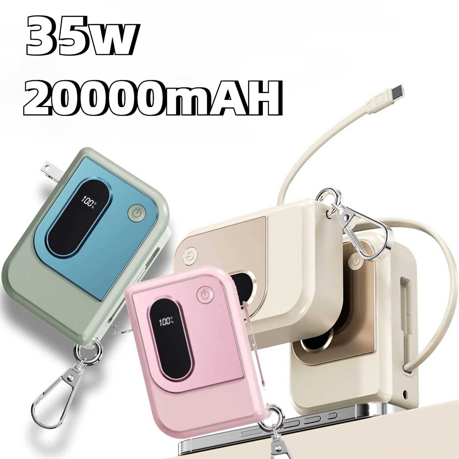 Wall-Plug Power Bank 10000mAh 35W Fast Charge with Retractable Cable Buckle Plug Charge Instantly Cable- for Travel H251213