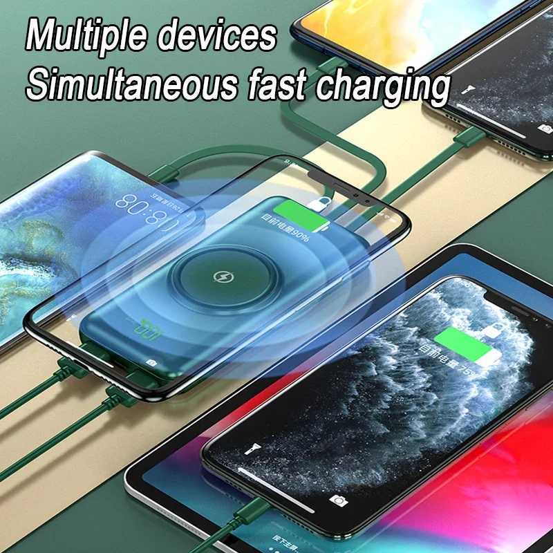 200000mAh Wireless Fast Charging Large Power Bank Large Capacity Sharing Ces With Four-Wire Mobile Power ply H251213