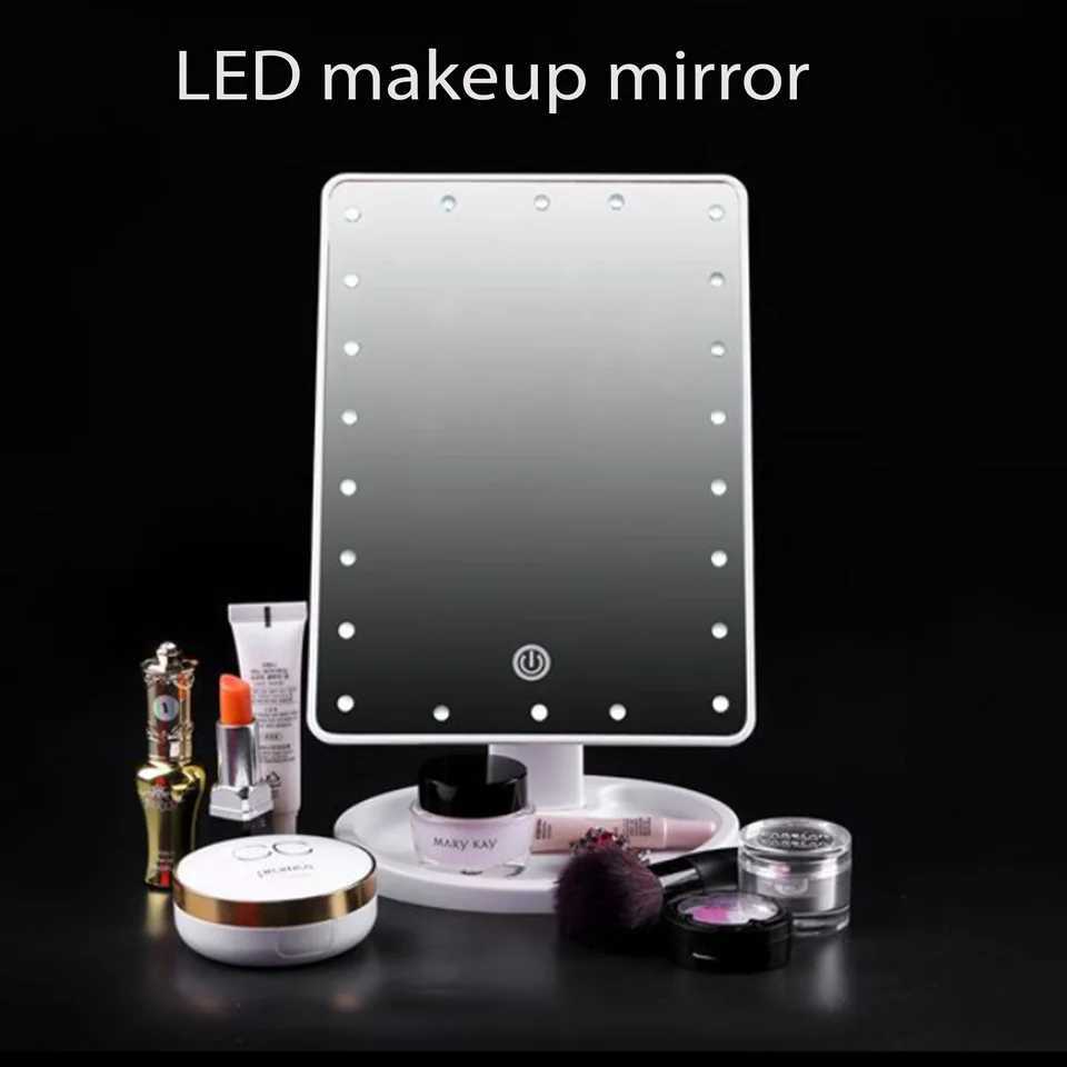 LED desktop luminous lamp cosmetic mirror desktop 360-degree rotary storage touch-sensitive cosmetic mirrorT251213