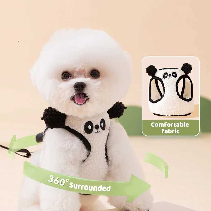 Cute Animal Dog Harness Pet Fleece Dog Vest Autumn Winter Dog Warm Clothes Puppy Harness and Leash Set Chihuahua Bichon Costume M251213