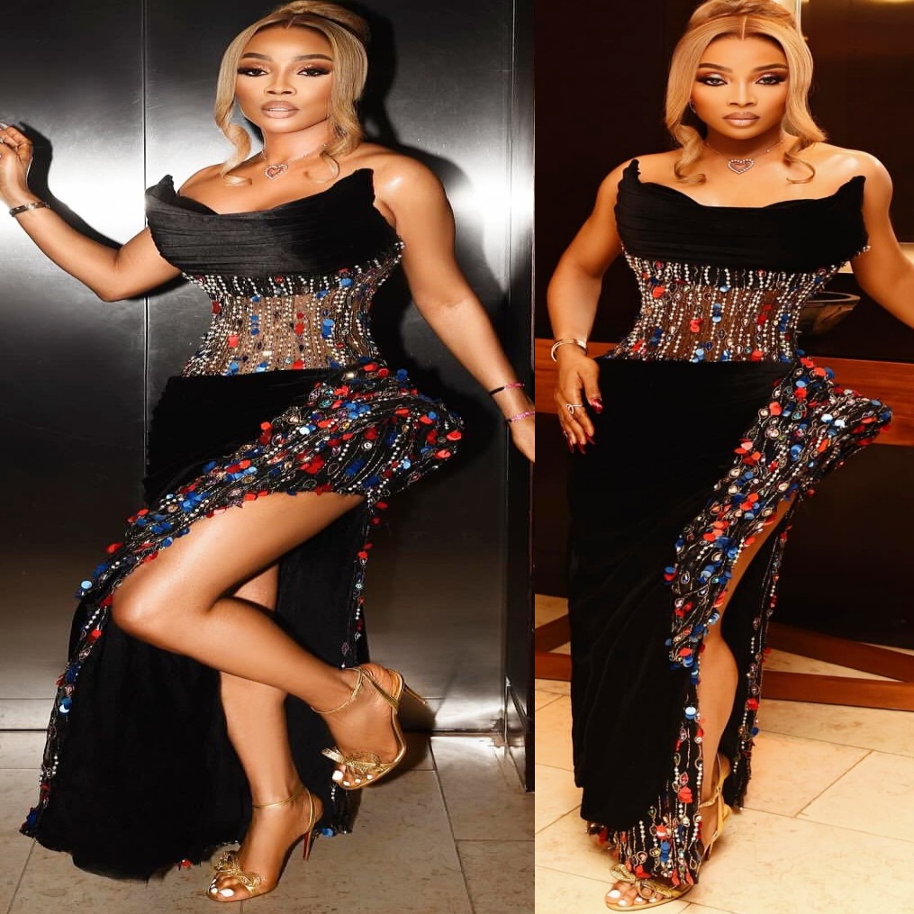 Aso Ebi Black Sheath Prom Dresses 2026 Beaded Crystals High Split Satin Evening Formal Party Second Birthday Engagement Gowns Plus Size Dress For Spec