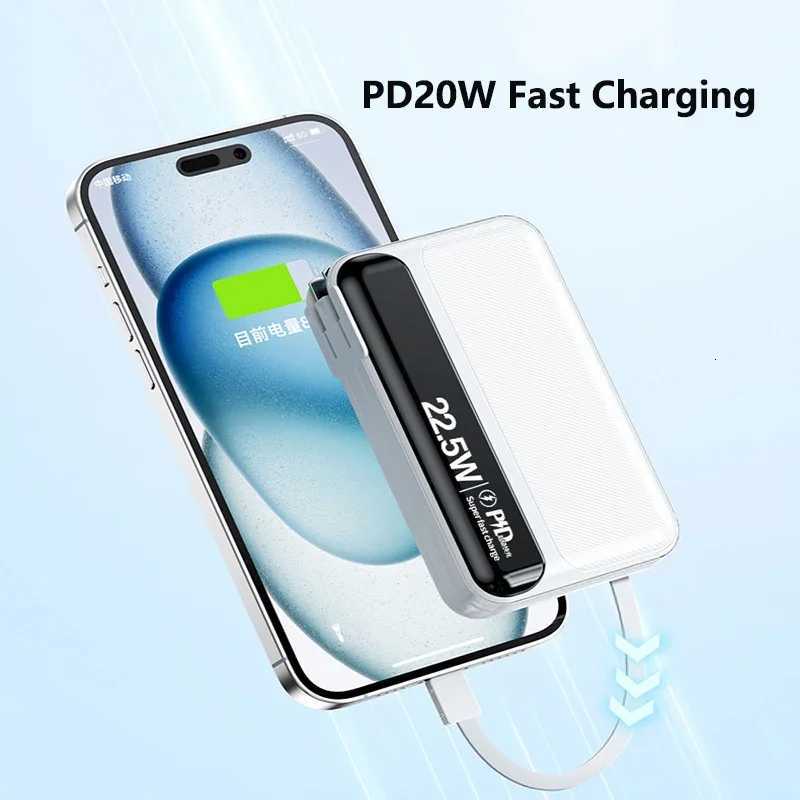 Power Bank 20000mAh Built-in Cable Plug Wall Charger Power Bank 225W Fast Charging for IPhone16 External Battery H251213