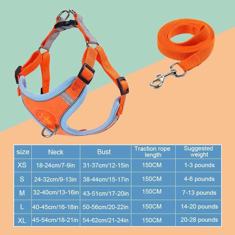 Pet Harness Vest Walking Lead For Puppy Dogs Collar Adjustable Reflective Breathable Harness for Dogs Puppy and Cats M251213