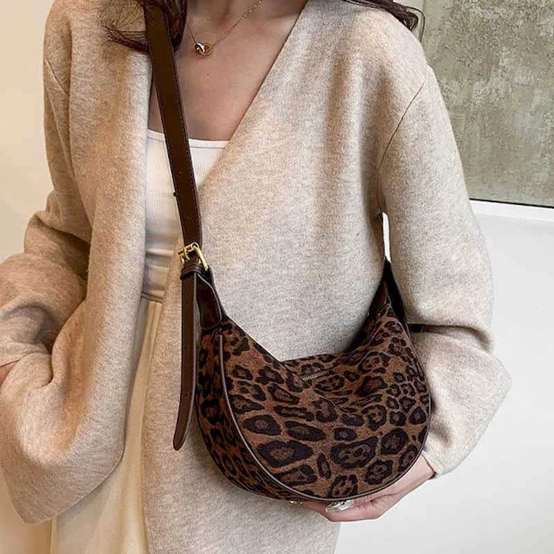 Shoulder Bags for Women High-grade Leopard Chamois Crossbody Bagss Korean Style New in Niche Design Commuting Hobos Womens BagsT251213