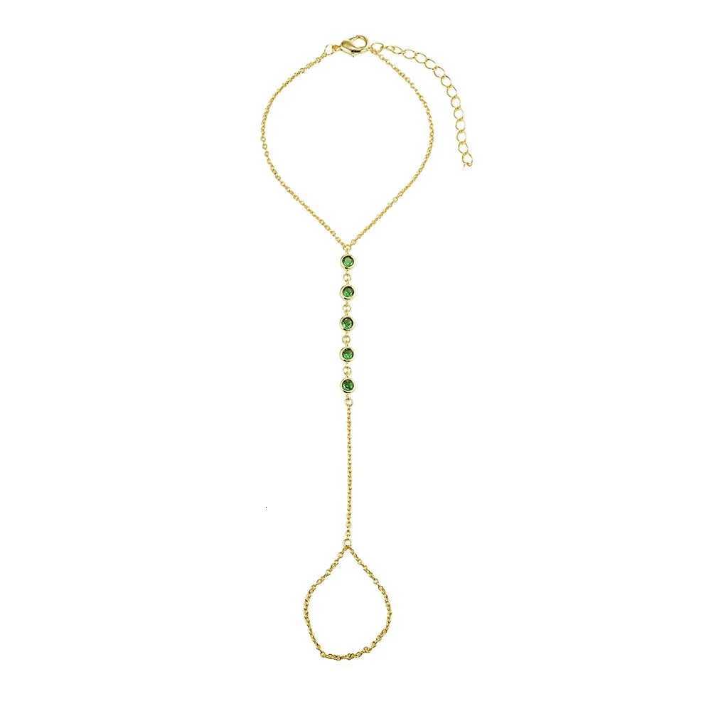 Trendy Stainless Steel Hand Chain for Women Fashion Zircon Beads Link Ring Waterproof Jewelry Wholesa M251213