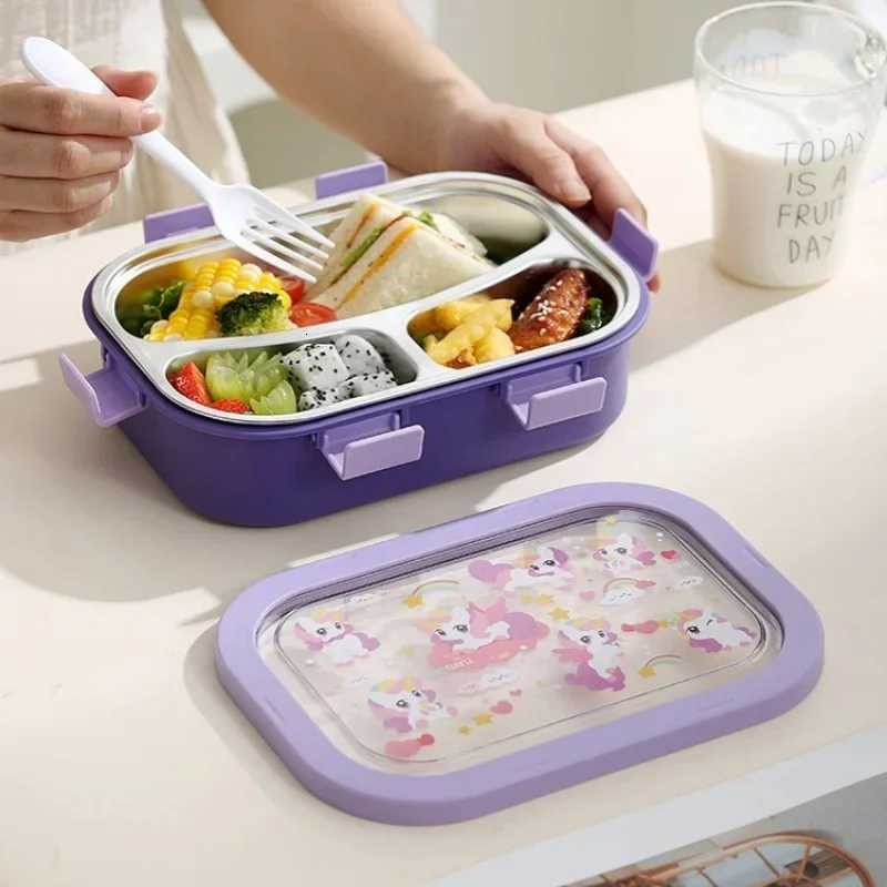 Cartoon Lunch Box Stainless Steel Cpartment Bento Box Microwave Available Food Container Students Off Worker Portable Bento H251213