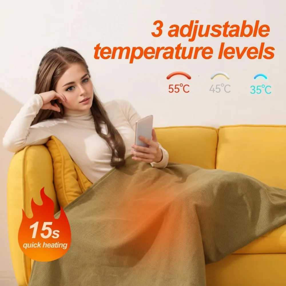 Graphene Electric Blanket USB Powered Wearable Heated Cape Soft Warm Shawl Throw Office Nap Home Use Low Voltage Safe Heating Y251212