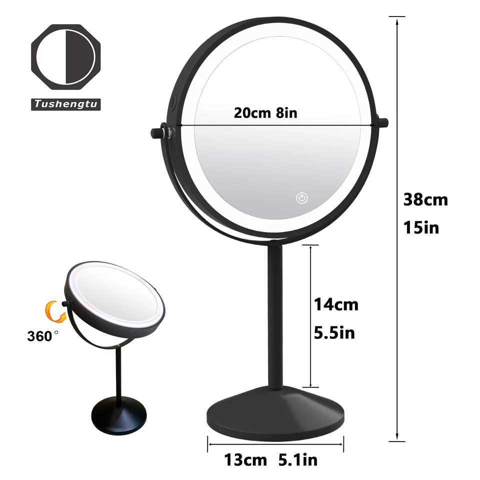 TUSHENGTU Charging Makeup Mirror With Light 10X Magnifying Double Mirrors For Makeup 360 Degrees Table Standing Cosmetic MirrorT251213