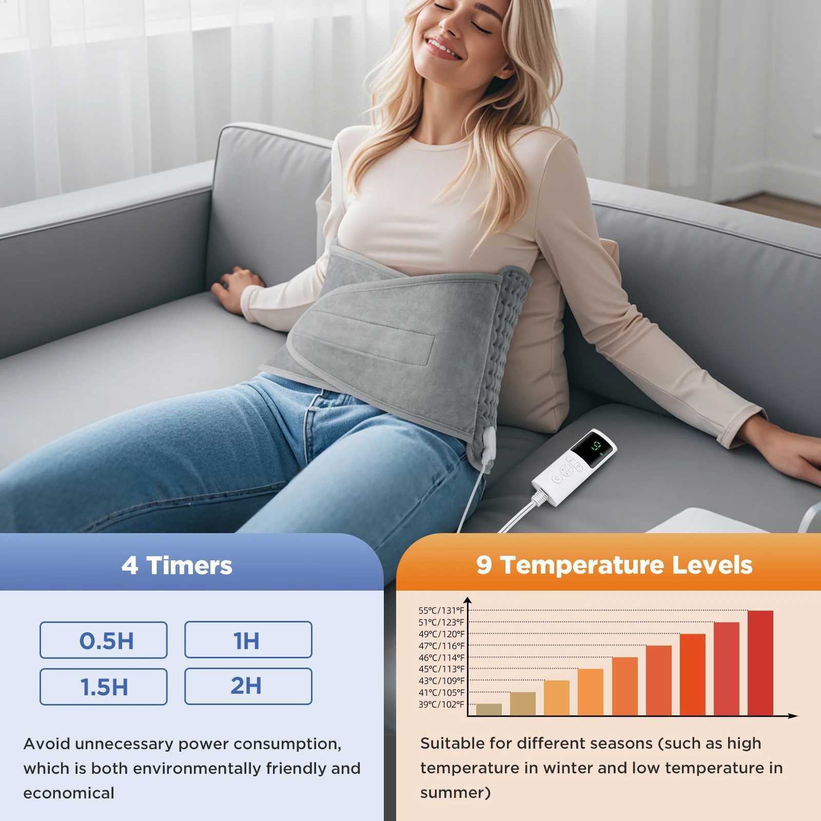 Electric Heating Pad Waist Back Lumbar Warm Pad 9-level Adjustable Temperature Waist Belt Office Home Winter Warming Hand Warmer Y251212