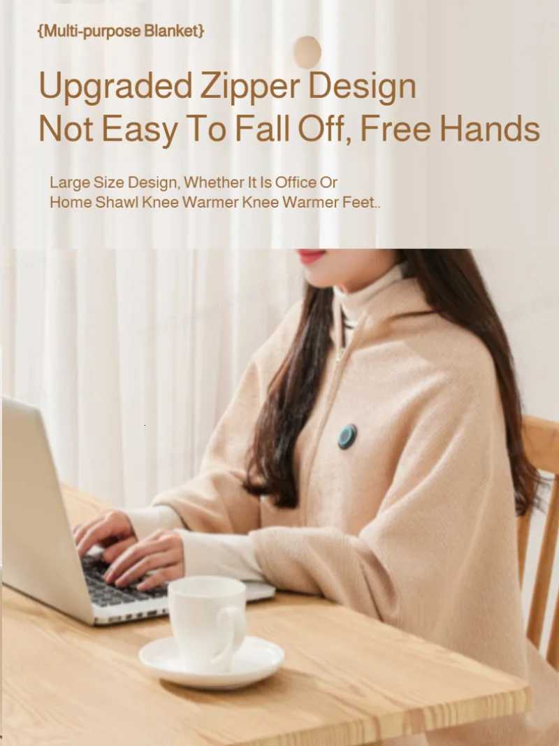 Heated Shawl Wearable Electric Blanket Portable Soft Washable Cape USB Heating Nap Blanket Multi-temp Knee Wrap for Women Men Y251212