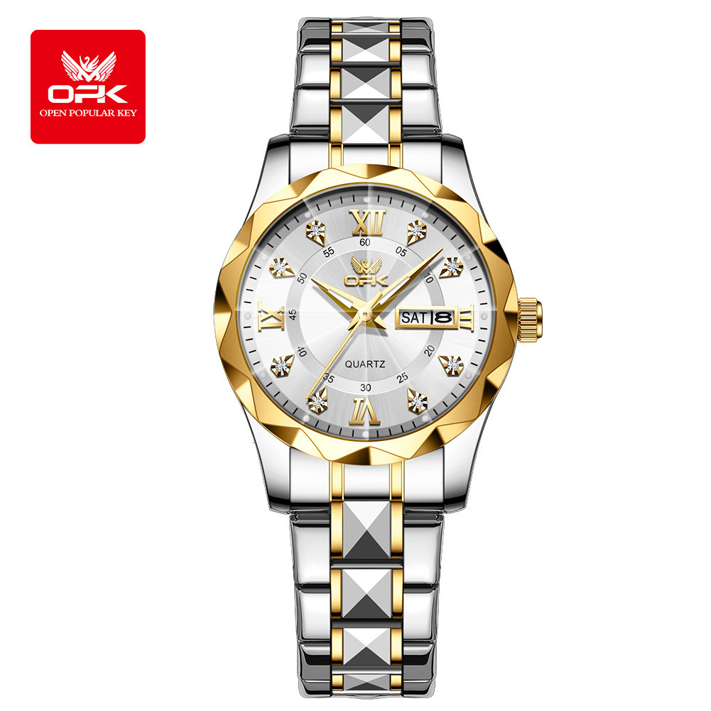OPK Designer Women's Watch: Fashionable, Simple And Versatile Outdoor Sports Wristwatch With Dual Calendar Water Resistance And Quartz Luminescen