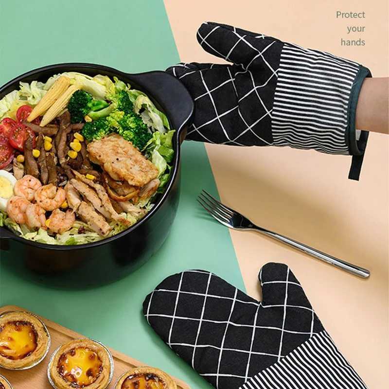 NXI Household Microwave Mitts Anti-scald Heat Resistant Insation Oven Gloves Barbecue Stove Oven Mitts Kitchen Utensil H251212
