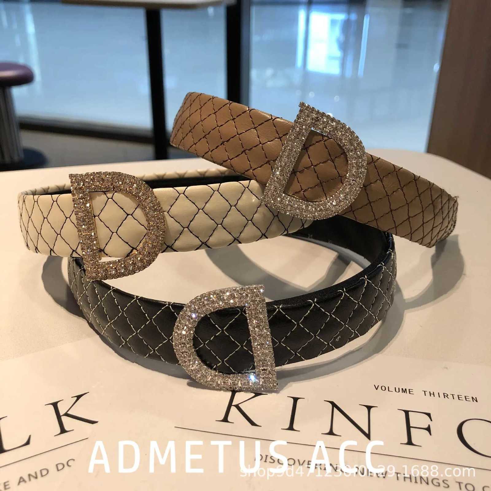 New Letter Designer Artificial Leather bands Fashion Hair Accories Wens PU Haiand Classic Plaid Hair Hoop Heaear Y251213