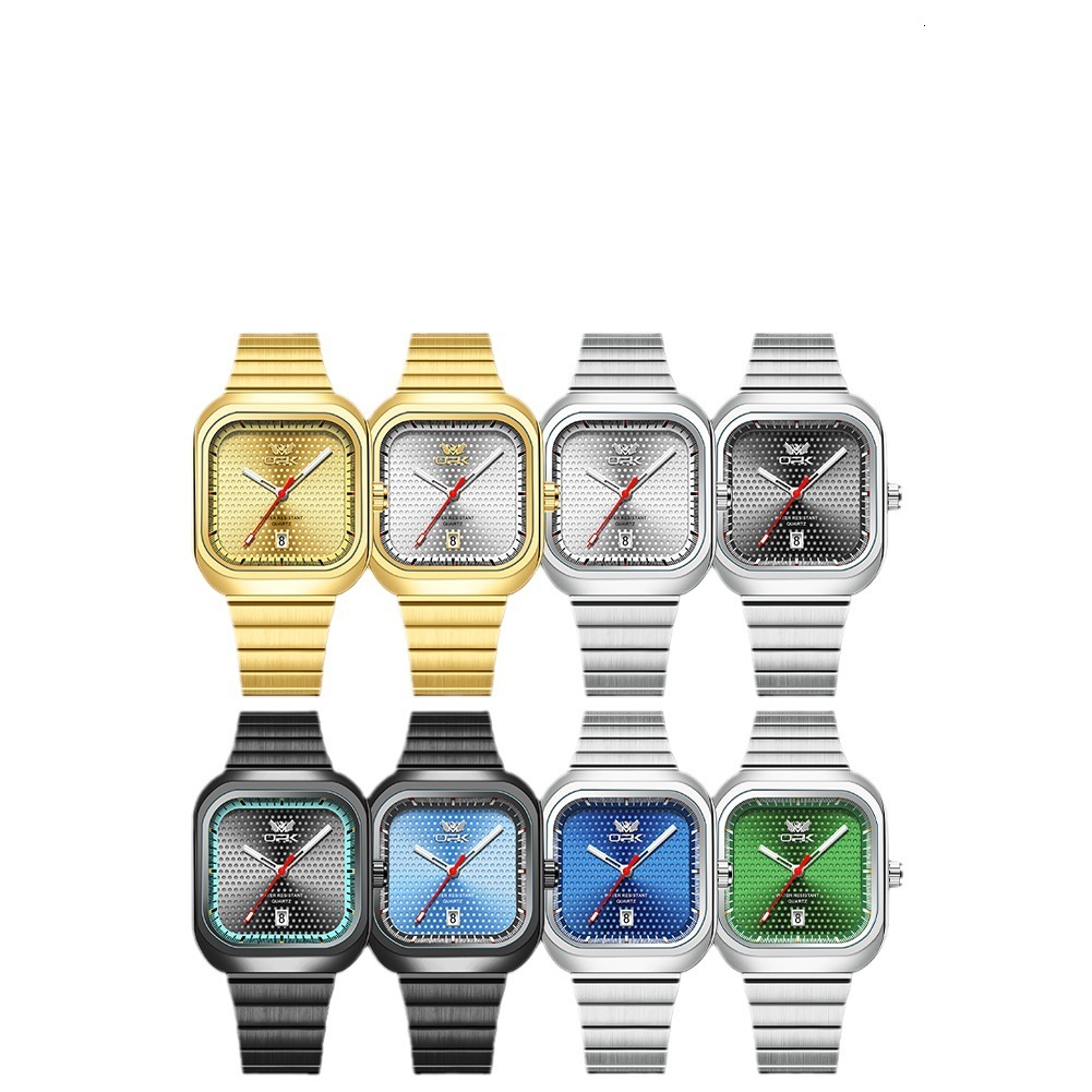 OPK Designer Men's Watch Square Fashionable Steel Band Men's Watch Luminous Waterproof Luxury Outdoor Sports Wristwatch Free Shipping