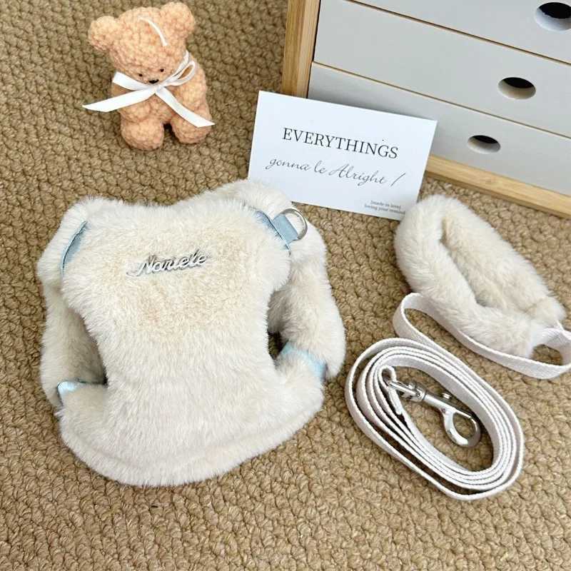 INS Cute Dog Harness Chest Back Set Autumn and Winter Harness and leash Set for Small Dogs Bichon Pet Plushes Cat Dog Products M251213