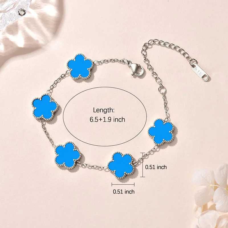 New Lucky Five Flower Plated Silver Color Jewelry StainlESS Steel Exquisite Party AccESSories Gift M251213