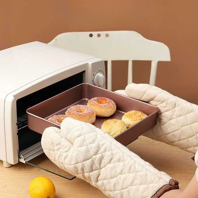 2pcs Oven Gloves Heat Resistant Kitchen Cooking BBQ Accessories Cotton Mitts Microwave Safe Barware Protection Anti Steam Scald H251212