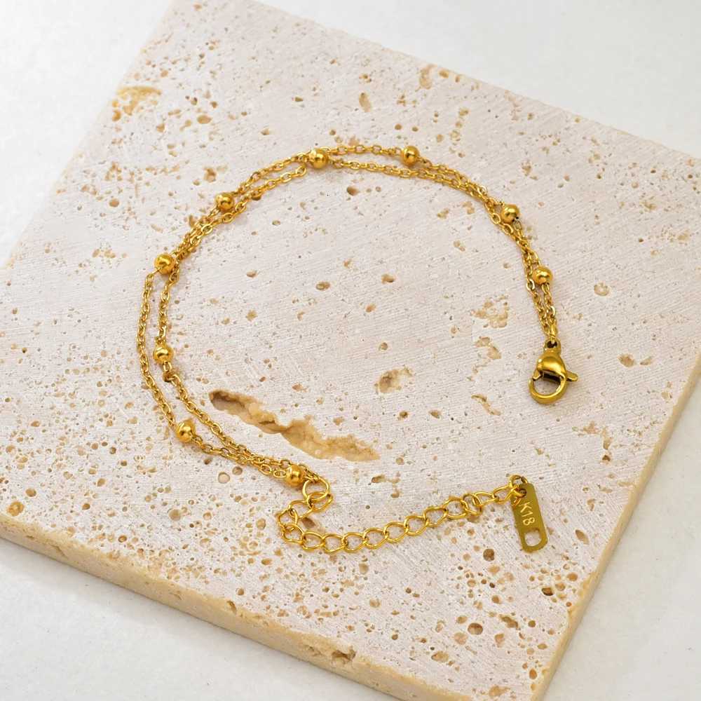 S09 Simple Korean style Double-layer round Ball Small ball Gold bead stainless steel gold womens style M251213