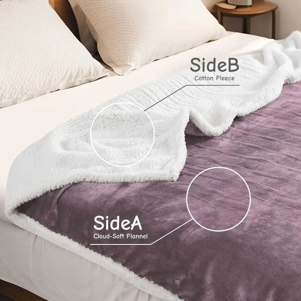 Queen Size Electric Blanket 84x90 Purple Flannel Dual Controls 6 Heat Levels 10-Hour Timer Overheat Protection Y251212