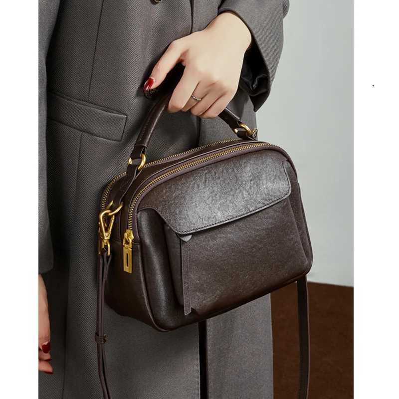 Burminsa Vintage Genuine Leather Pillow Tote Handbags For Women 2025 Luxury Designer Boston Work Ladies Shoulder Crossbody BagsT251213