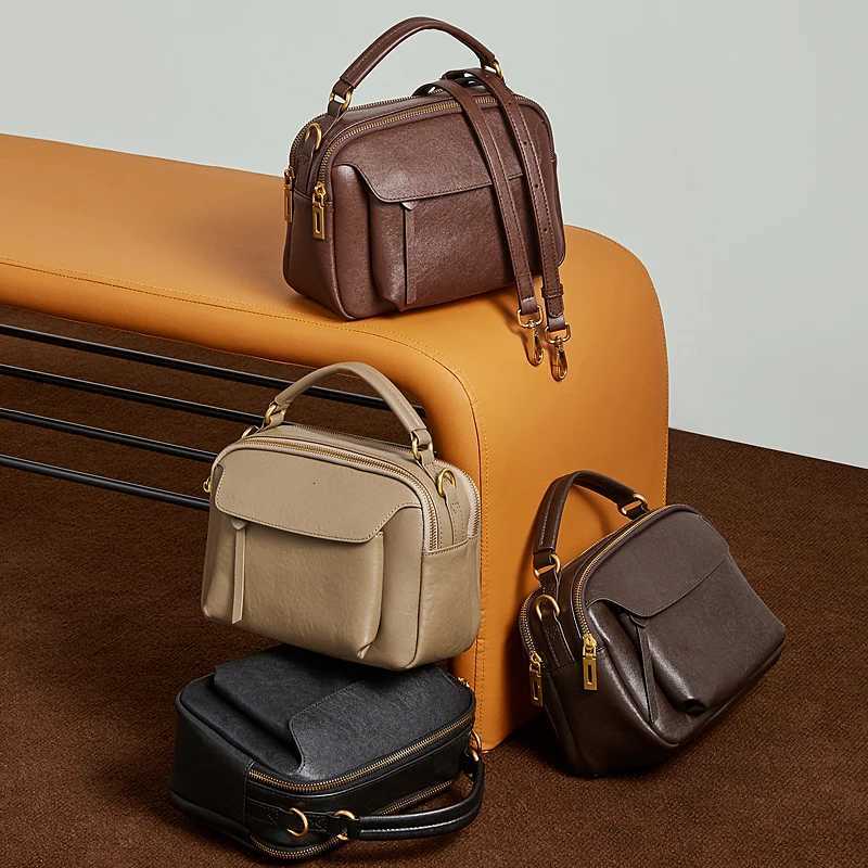 Burminsa Vintage Genuine Leather Pillow Tote Handbags For Women 2025 Luxury Designer Boston Work Ladies Shoulder Crossbody BagsT251213