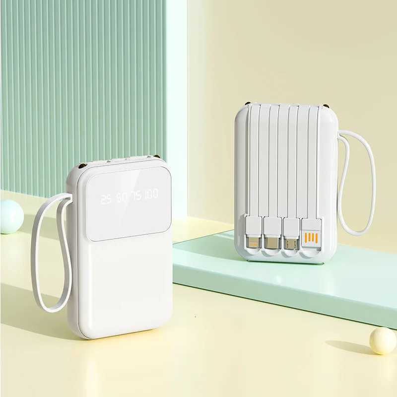 For 20000mAh Portable Mini Power Bank er Fast Charge built-in 4 Cables Digital Display for Huaewei iPhone/ H251213