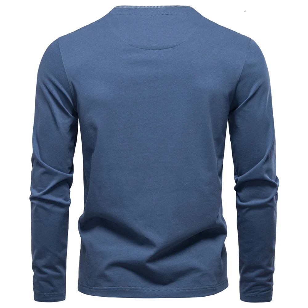 AIOPESON Heavyweight Henley Shirt Men 100 Cotton Thermal Long Sleeve Solid Color Fall Winter Button Placket Workwear Essential 251211