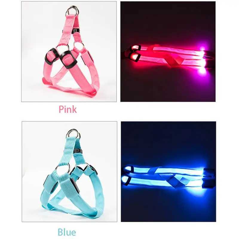Adjustable Led Dog Harness Small Medium Glowing Nylon Breast-Band Night Safety Harness Led Dog Collar Vest Pet Supplies M251213