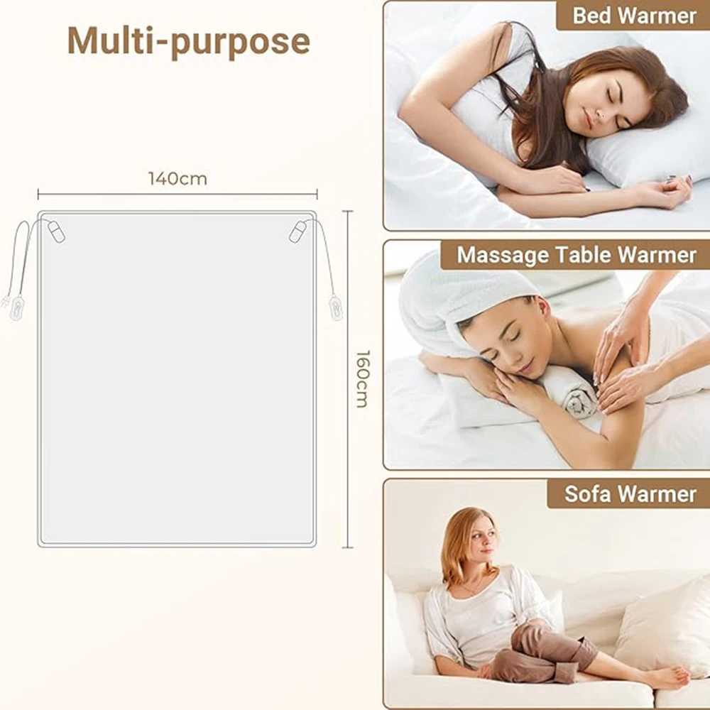 RUIANBAO Heated Blanket Electric Blanket Timer Heated Pad Queen 160140cm 220V Dual Control Thermal Mattress Heated Bed Warmer Y251212