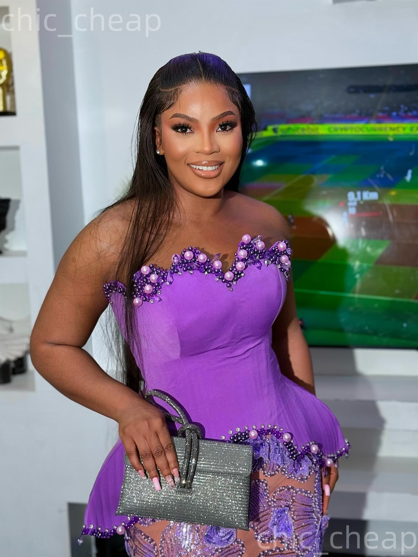 Aso Ebi Lilac Mermaid Prom Dresses 2026 Sweetheart Pearls Floral Lace Evening Formal Party Second Birthday Engagement Gowns Plus Size Dress For Specia