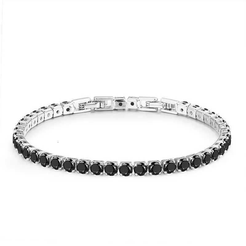 4mm 18cm Brass Gold Color Full Round Black CZ Tennis Bangles For Women Girls Jewelry es Pulseras Bracciali M251213