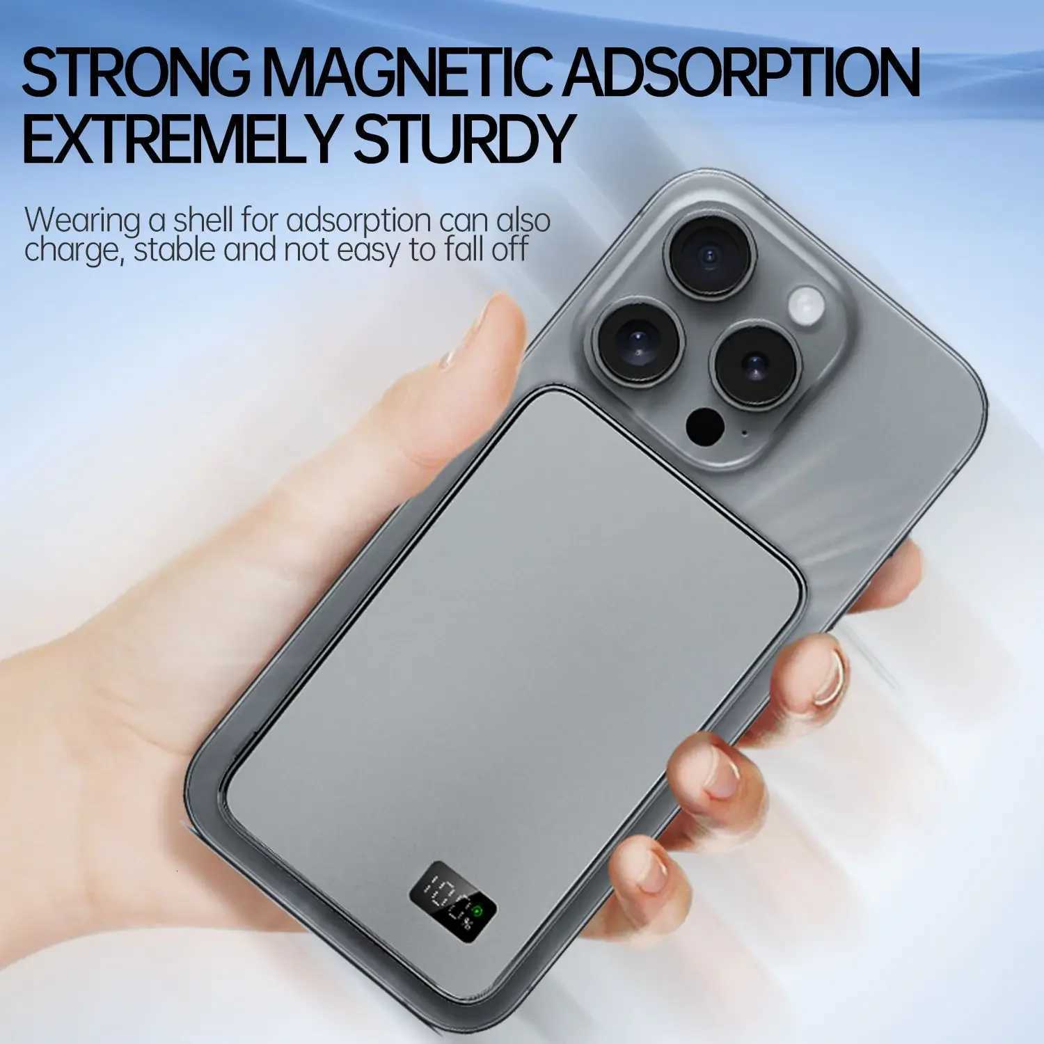 tra Thin Power Bank for Alloy Magnetic LED Display Portable Battery Fast Charger For iPhone Phone Airpods H251213