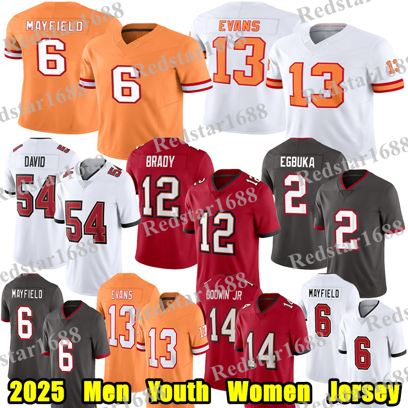 #6 Baker Mayfield Football Jersey #7 Bucky Irving Mike Evans Tom Brady Chris Godwin Jr Lavonte David Vita Vea Kancey Calijah Kancey Rob Gronkowski Emeka Egbuka jerseys
