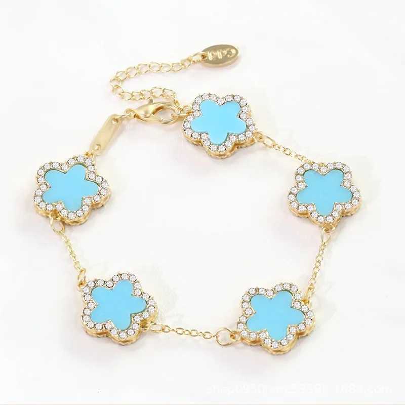 1Pc Trendy luxury Five Flower Copper Zircon For Woman On Party Wedding Fashion Cute Style With Colorful Adjustable Chain M251213