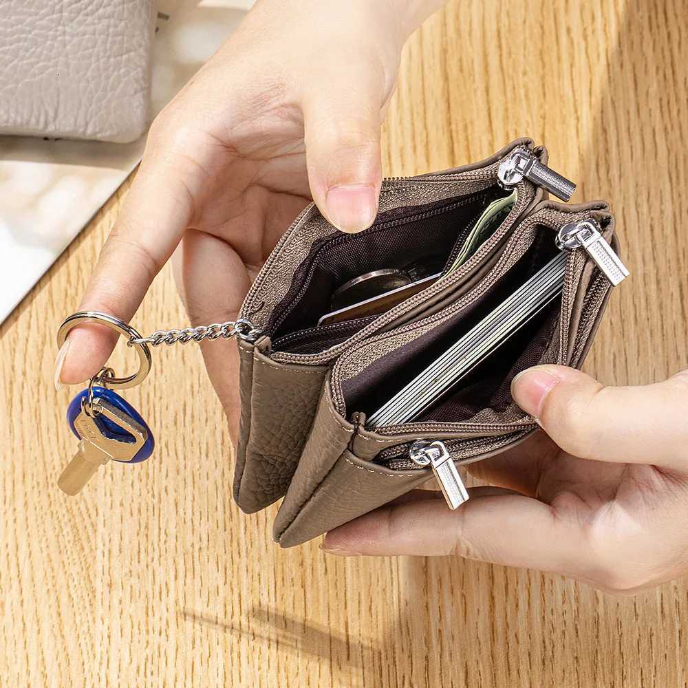 New Wens Wallets Soft Genuine Leather Zipper Purses Large Capacity Mey Bag Portable Storage Bag With Keychain Coin Holders Y251213