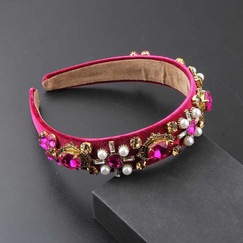 Heaear New Fashion Flannelette Inlaid Rhinestone Pearl Baroque Hair Band Ladies Walk Beautif Wen Hair Accories 892 Y251213