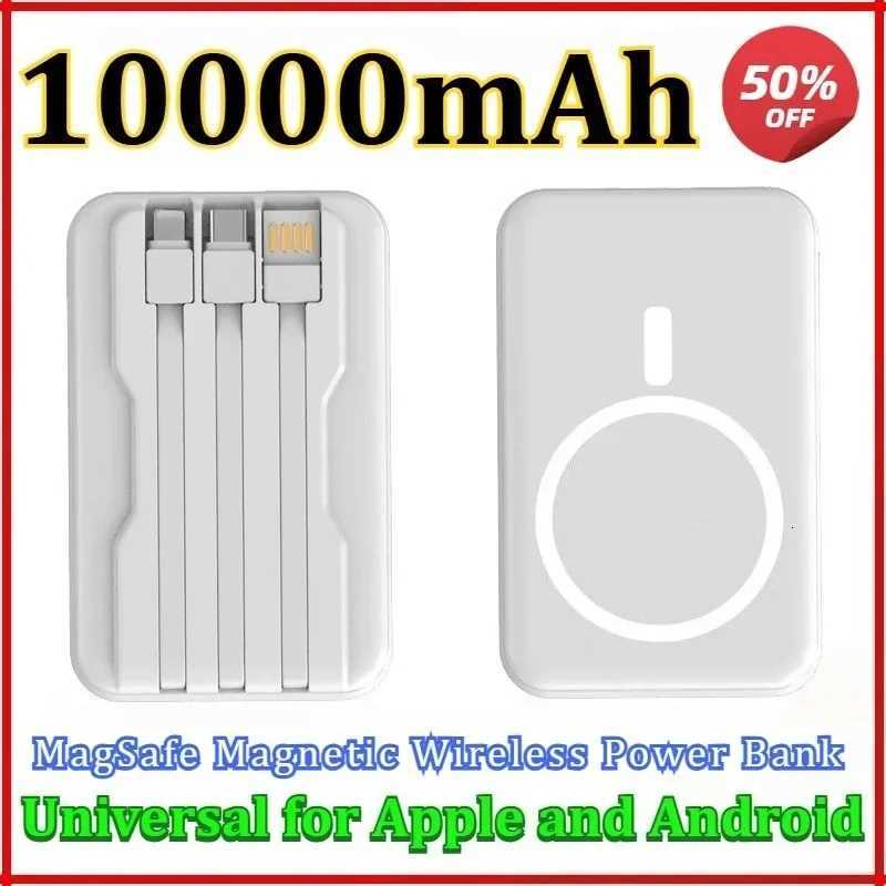 Magnetic Wireless Fast Charger Power Bank 10000mAh Portable for Android Universal Built-in Cable Mobile Power H251213