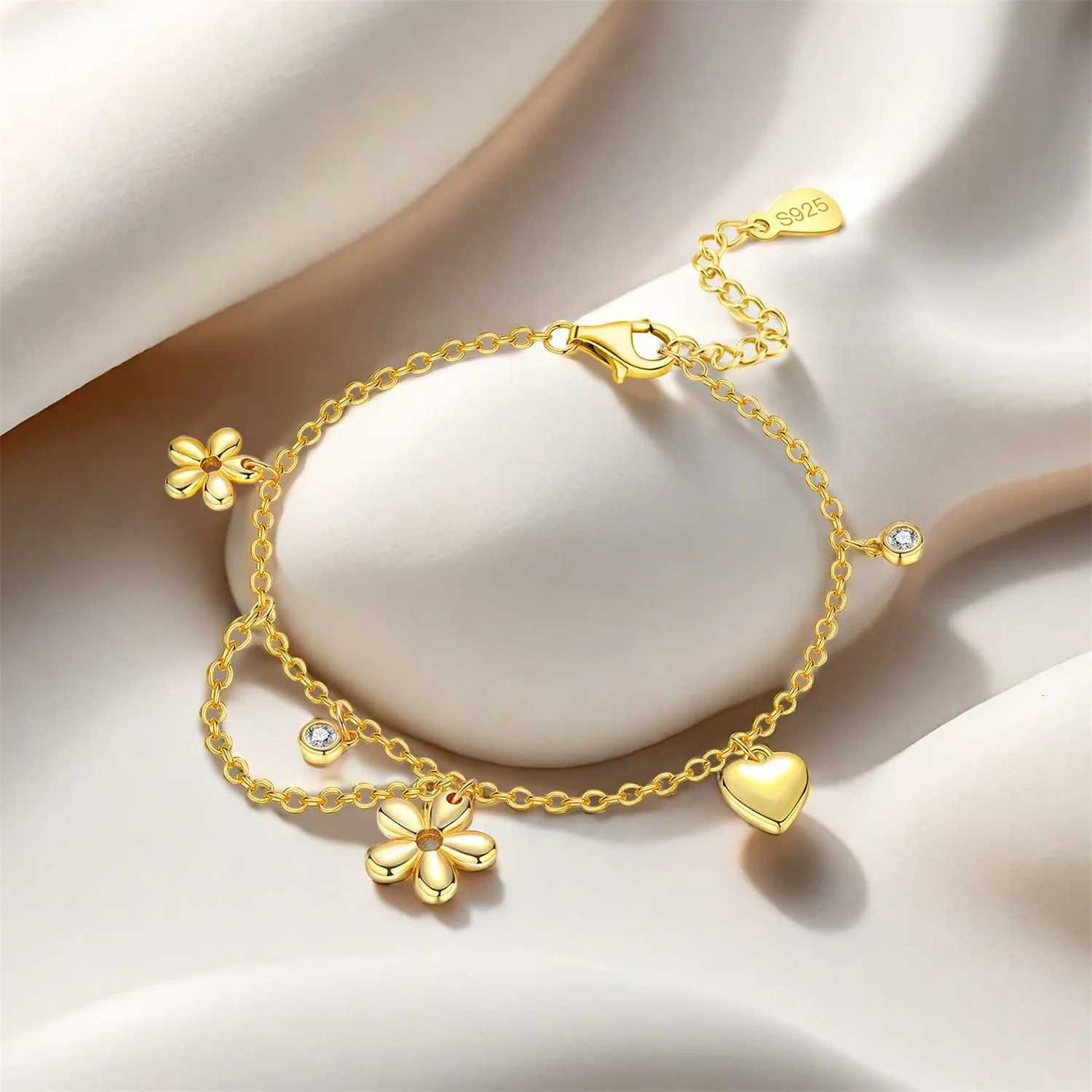 Orstarry New 925 Sterling Silver Golden Little Flower Chain Link Women Jewelry Party TrenDY Gifts M251213